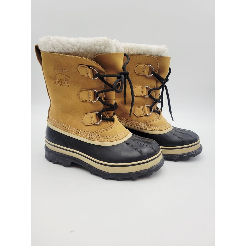 SOREL Caribou Waterproof GIRLS Buff Ankle Boots YOUTH Sz 4 - Picture 5 of 14